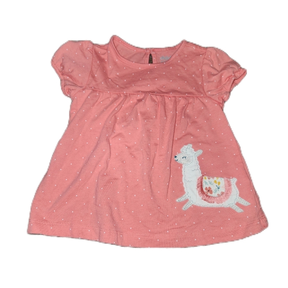 💓3/$15 Carter's 12 Months Baby Girl's Polka Dot Llama Top